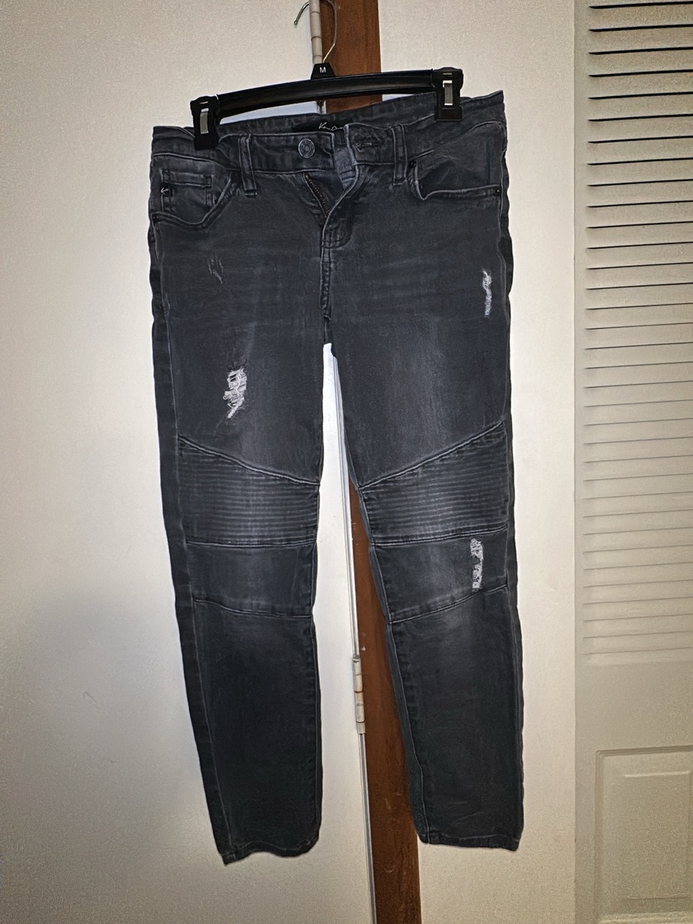 KanCan Women's Black Distressed Moto-Style Jeans